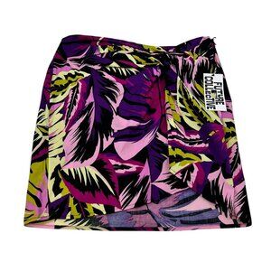 Future Collective Faux Wrap Mini Skirt Twisted Waist Multicolor Print Sz 14 New